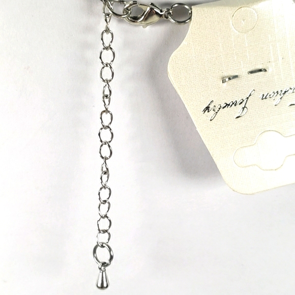 Double Infinity Shape Blue Crystal Stone Gold & Silver Tone Pendant and Chain - Picture 5 of 8